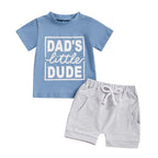 Sommerliches Vatertags-Set für Jungen: Kurzarm-Top und Shorts mit Buchstabenprint, zweiteilig
