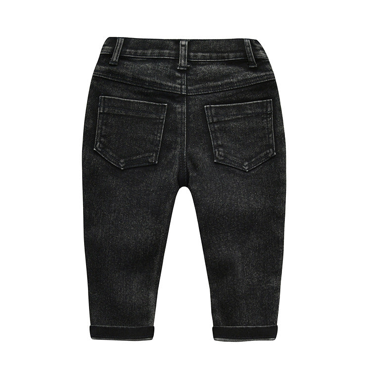 Children's High Elastic Fitting Denim Trousers - Kidnor