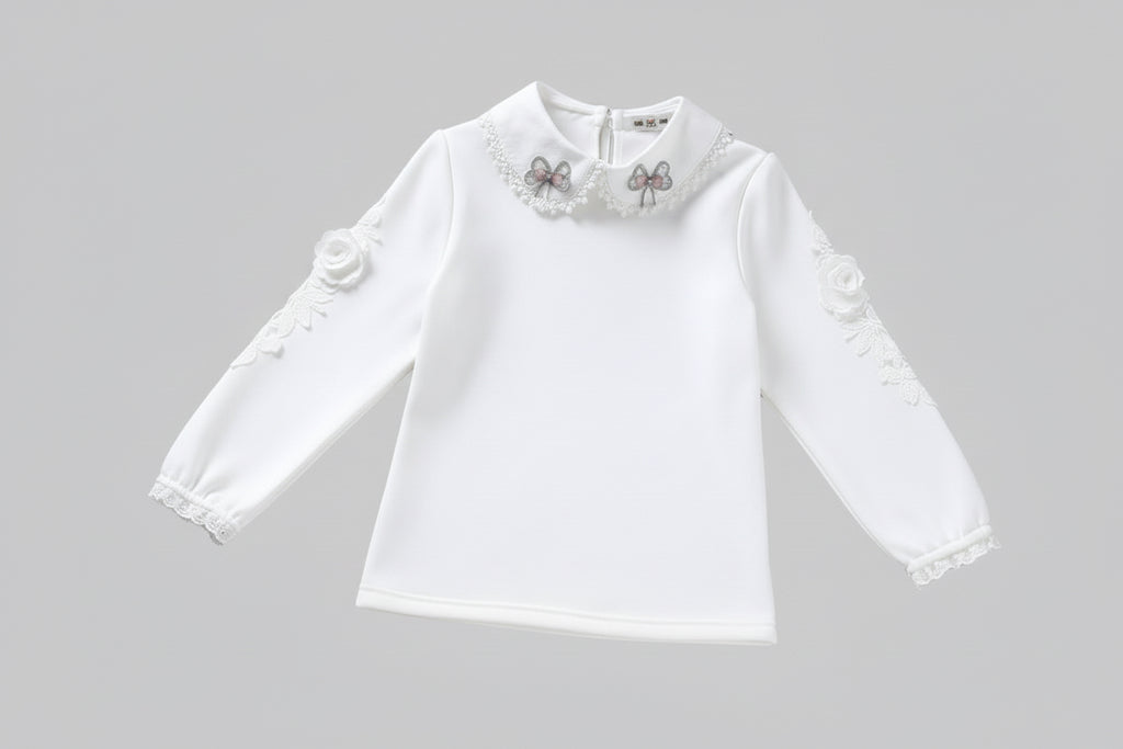 Children's Peter Pan Collar White Long-sleeved Bottoming Shirt