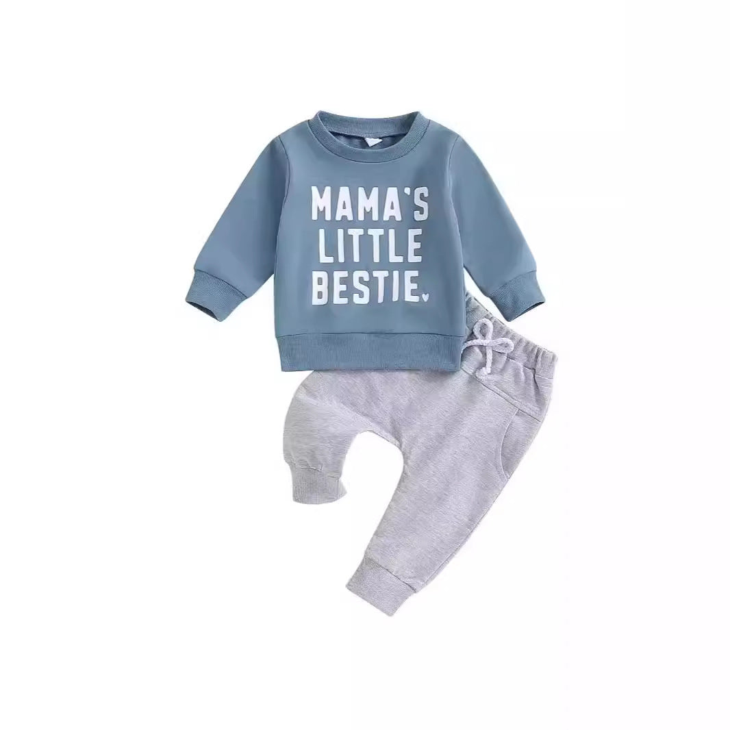 Letter Print Sweatshirt Suit - Kidnor