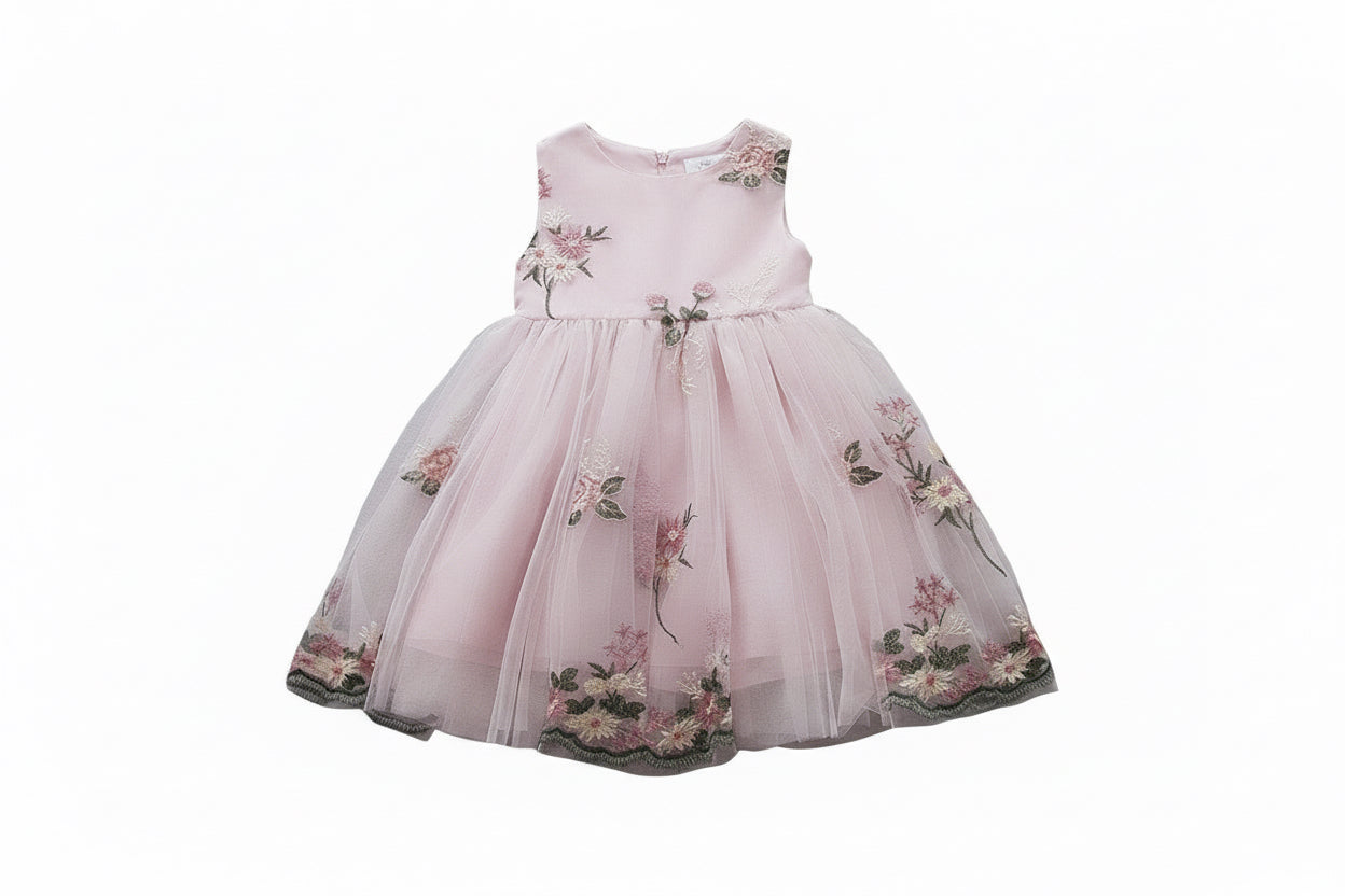 Girls' Cotton Embroidered Sling Sleeveless Dress - Kidnor