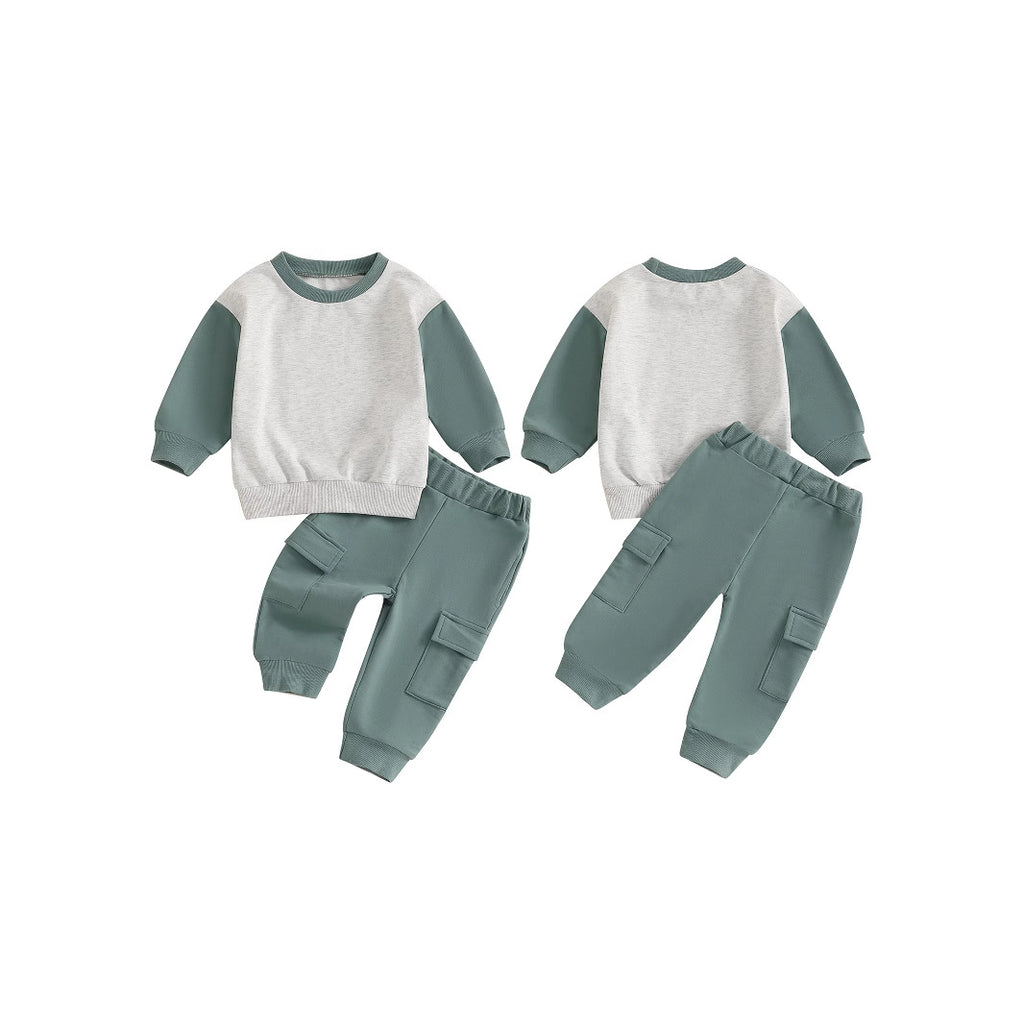 Boys Sporty Color-Block Long-Sleeve Hoodie Set