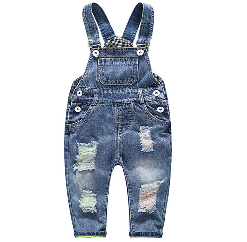 Boys' Fashion Simple Denim Suspender Pants - Kidnor